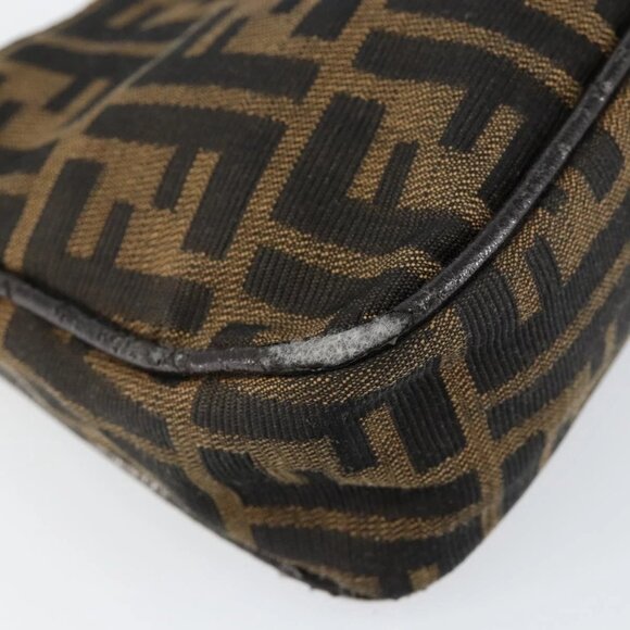 FENDI Zucca Canvas Shoulder Bag Black Brown Auth 146505 - Picture 4 of 16